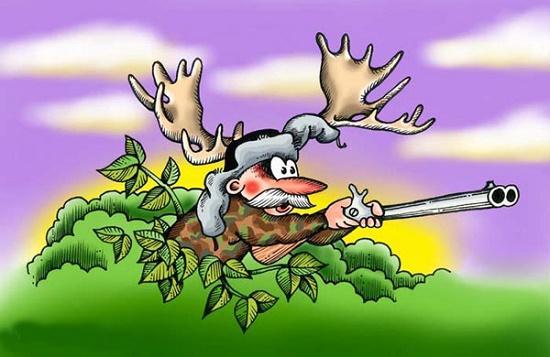 карикатура про охоту и рыбалку