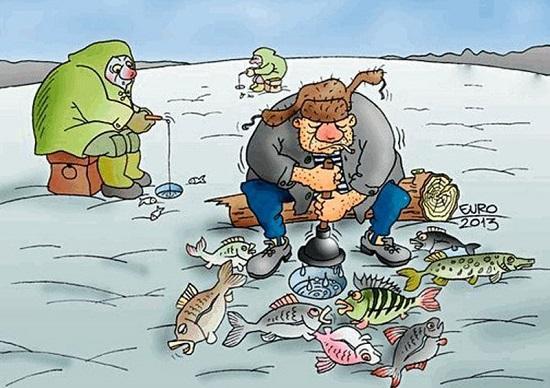 карикатура про охоту и рыбалку