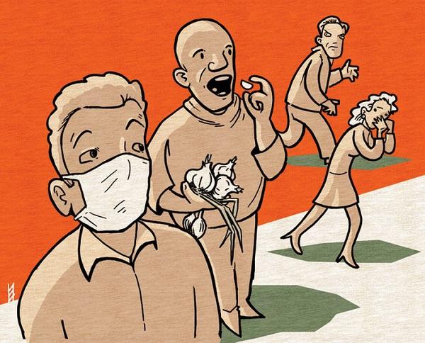 карикатура про коронавирус и маски