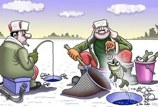Карикатуры про рыбалку и водку